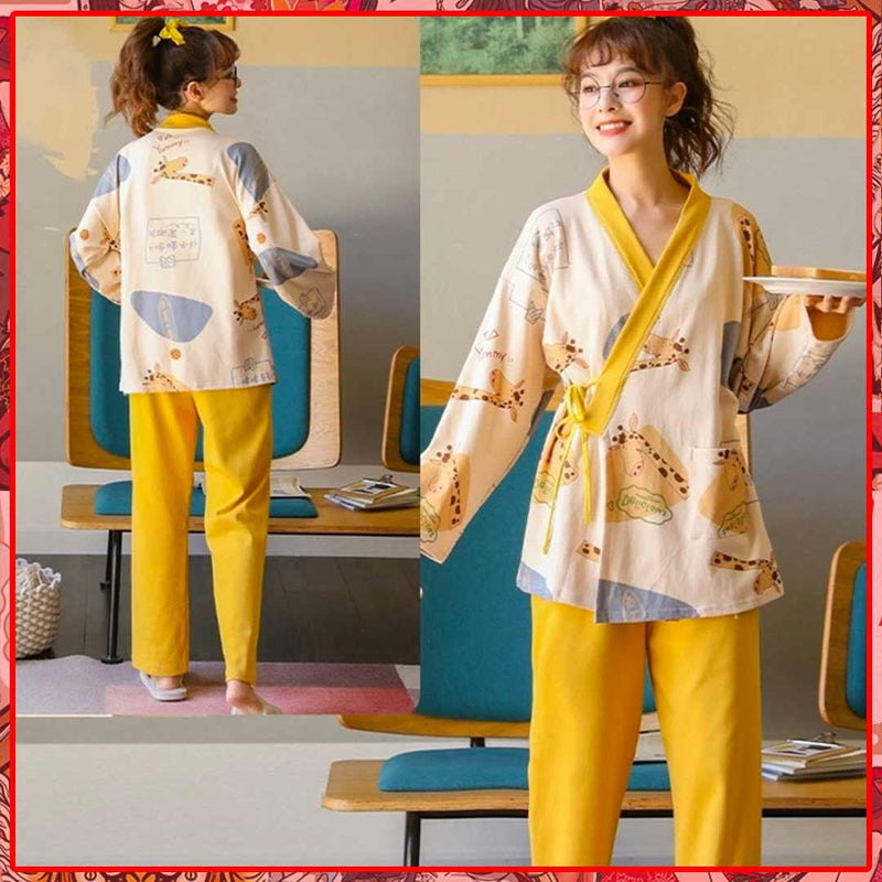 White and Yellow Pyjamas Kimono